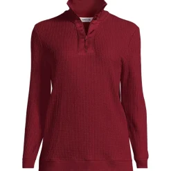 Waffelstrick-Pullover mit Reißverschluss für Damen
