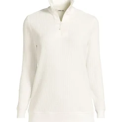 Waffelstrick-Pullover mit Reißverschluss für Damen