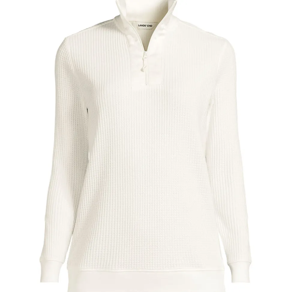 Waffelstrick-Pullover mit Reißverschluss für Damen