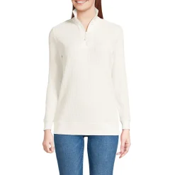 Waffelstrick-Pullover mit Reißverschluss für Damen