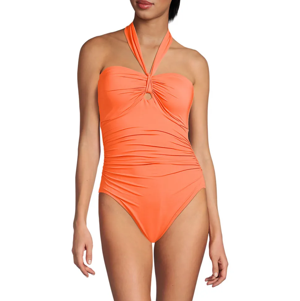 Wandelbarer Bandeau-Badeanzug Slender, hoher Beinausschnitt für Damen