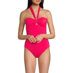 Wandelbarer Bandeau-Badeanzug Slender, hoher Beinausschnitt für Damen