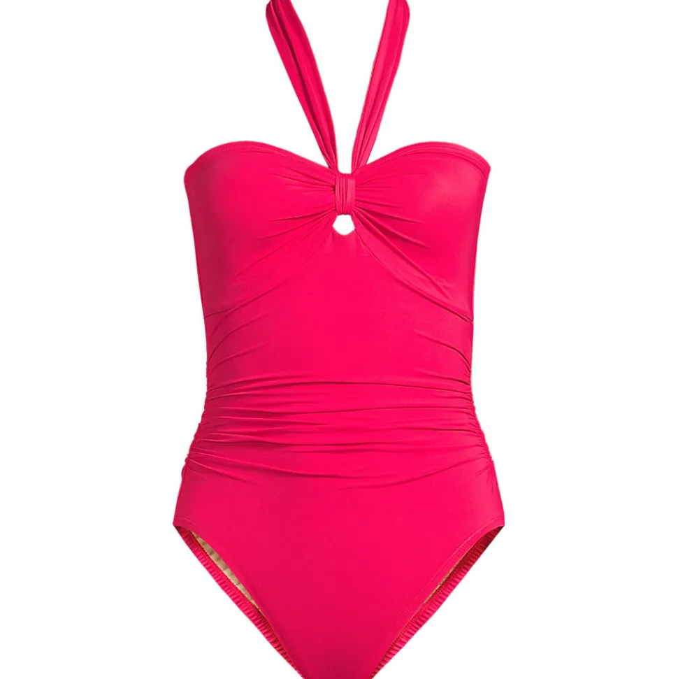 Wandelbarer Bandeau-Badeanzug Slender, hoher Beinausschnitt für Damen