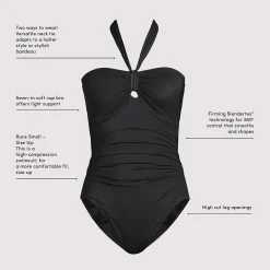 Wandelbarer Bandeau-Badeanzug Slender, hoher Beinausschnitt für Damen