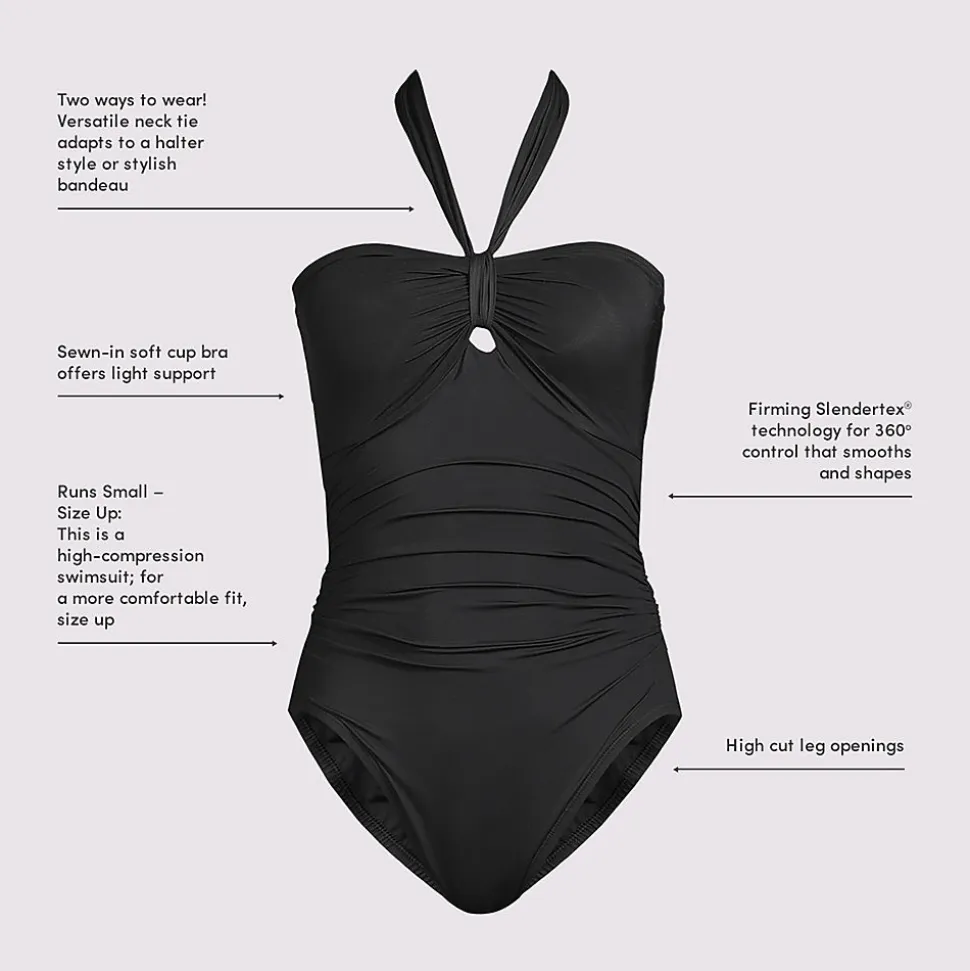 Wandelbarer Bandeau-Badeanzug Slender, hoher Beinausschnitt für Damen