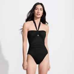 Wandelbarer Bandeau-Badeanzug Slender, hoher Beinausschnitt für Damen