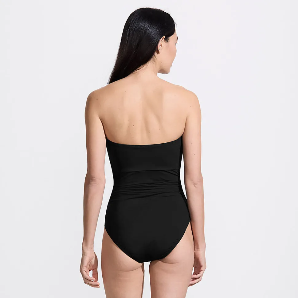 Wandelbarer Bandeau-Badeanzug Slender, hoher Beinausschnitt für Damen