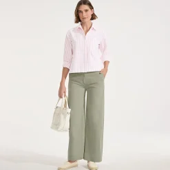 Weite Chinos High Waist aus Lyocell-Mix für Damen
