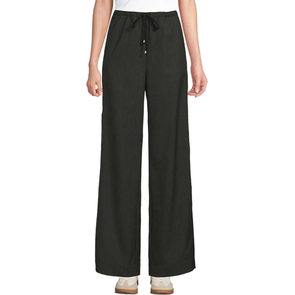Weite Hose aus gebürstetem Flanell mit Streifendetail für Damen