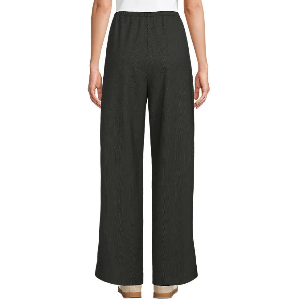 Weite Hose aus gebürstetem Flanell mit Streifendetail für Damen