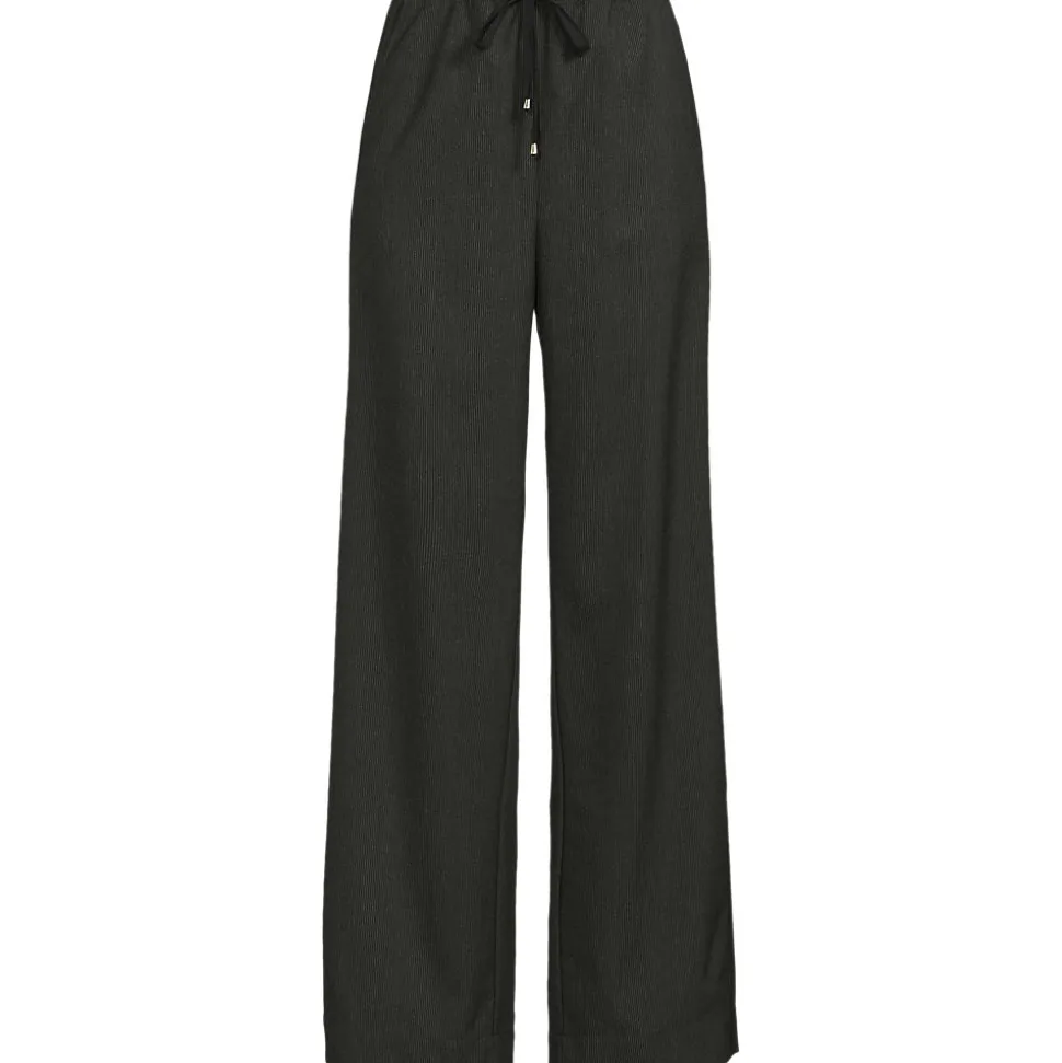Weite Hose aus gebürstetem Flanell mit Streifendetail für Damen