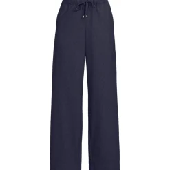 Weite Hose aus gebürstetem Flanell mit Streifendetail für Damen