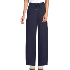 Weite Hose aus gebürstetem Flanell mit Streifendetail für Damen