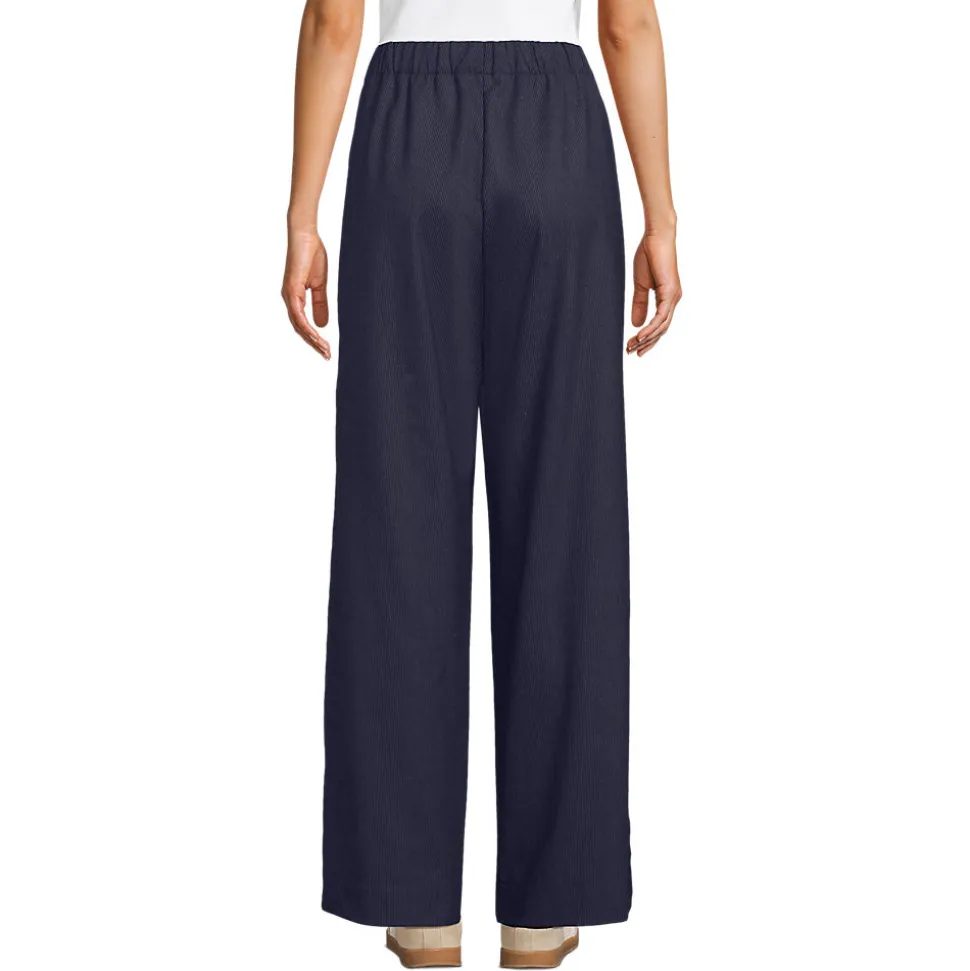 Weite Hose aus gebürstetem Flanell mit Streifendetail für Damen