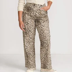 Weite Hose mit Leomuster für Damen