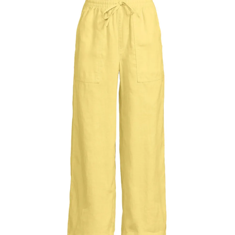 Weite 7/8-Leinenhose mit Dehnbund für Damen