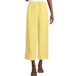 Weite 7/8-Leinenhose mit Dehnbund für Damen