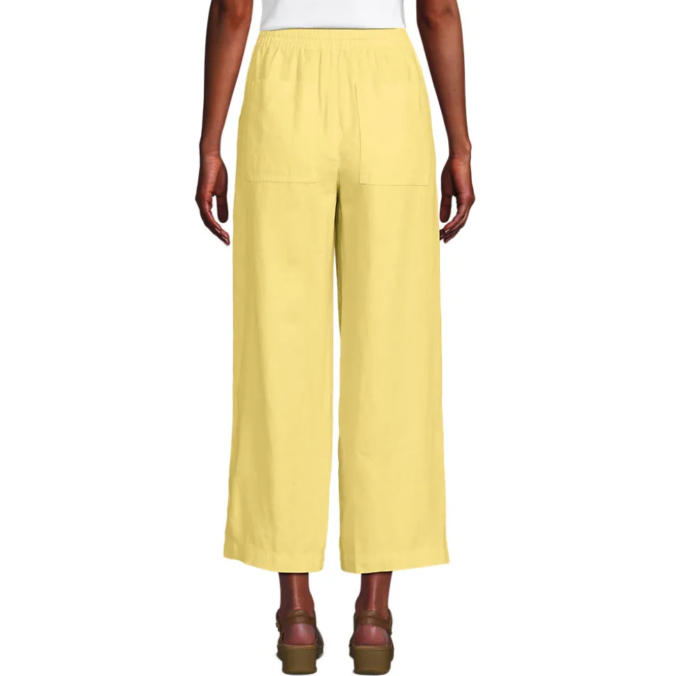 Weite 7/8-Leinenhose mit Dehnbund für Damen