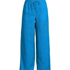 Weite 7/8-Leinenhose mit Dehnbund für Damen