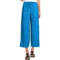 Weite 7/8-Leinenhose mit Dehnbund für Damen