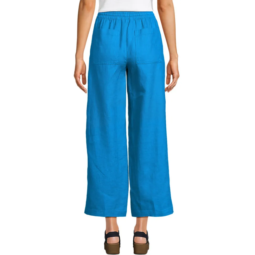 Weite 7/8-Leinenhose mit Dehnbund für Damen