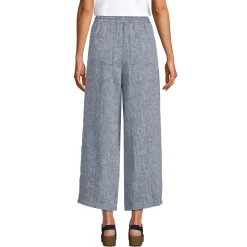 Weite 7/8-Leinenhose mit Dehnbund für Damen