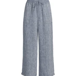 Weite 7/8-Leinenhose mit Dehnbund für Damen