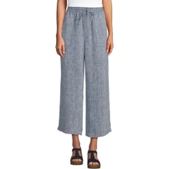 Weite 7/8-Leinenhose mit Dehnbund für Damen