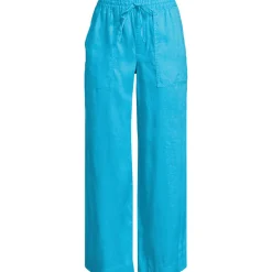 Weite 7/8-Leinenhose mit Dehnbund für Damen