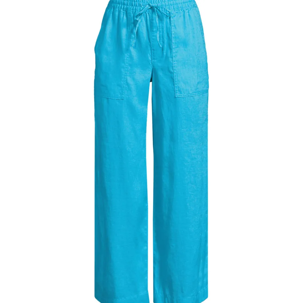 Weite 7/8-Leinenhose mit Dehnbund für Damen