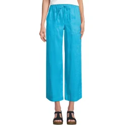 Weite 7/8-Leinenhose mit Dehnbund für Damen