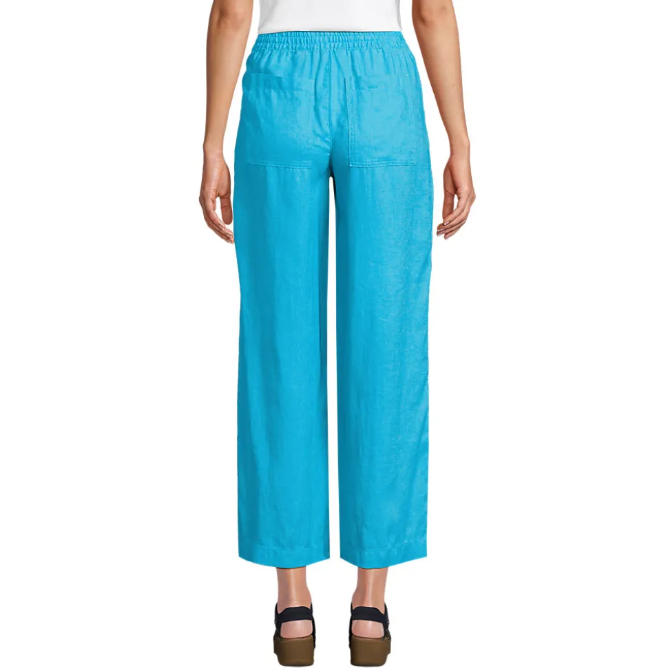 Weite 7/8-Leinenhose mit Dehnbund für Damen