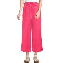 Weite 7/8-Leinenhose mit Dehnbund für Damen