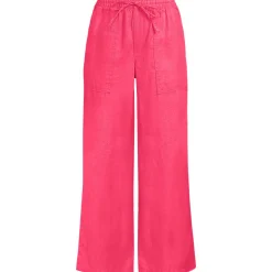 Weite 7/8-Leinenhose mit Dehnbund für Damen