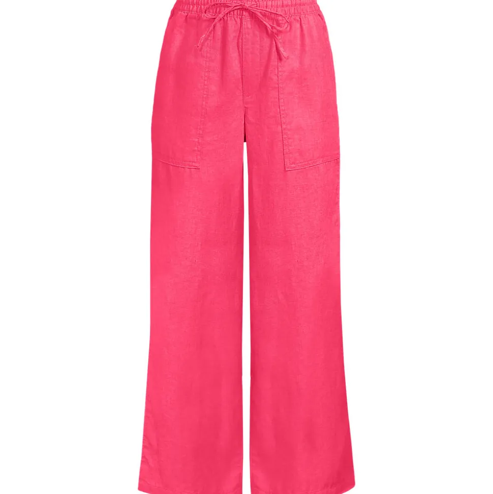 Weite 7/8-Leinenhose mit Dehnbund für Damen