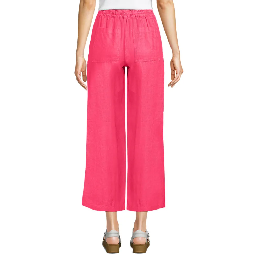 Weite 7/8-Leinenhose mit Dehnbund für Damen