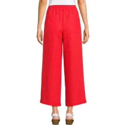 Weite 7/8-Leinenhose mit Dehnbund für Damen