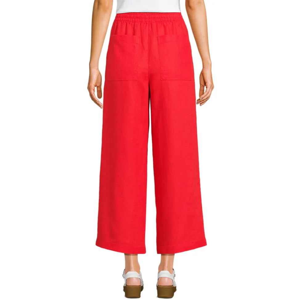 Weite 7/8-Leinenhose mit Dehnbund für Damen