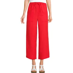 Weite 7/8-Leinenhose mit Dehnbund für Damen