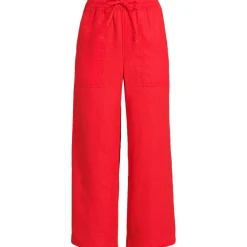 Weite 7/8-Leinenhose mit Dehnbund für Damen