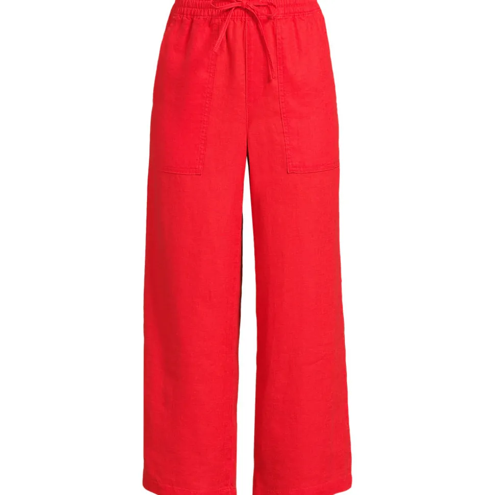 Weite 7/8-Leinenhose mit Dehnbund für Damen