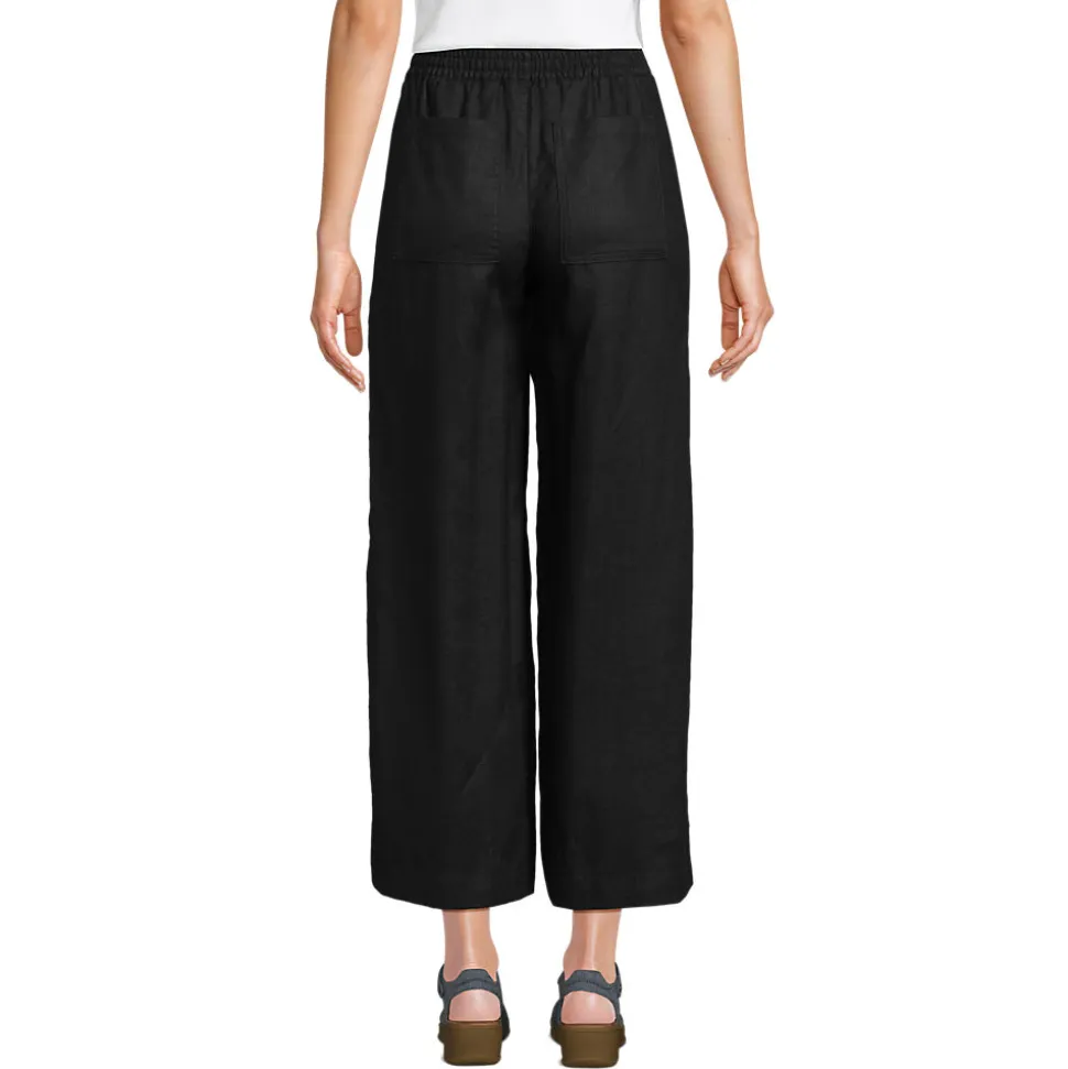 Weite 7/8-Leinenhose mit Dehnbund für Damen