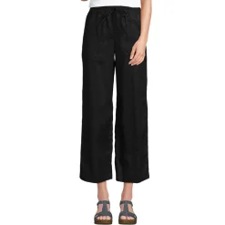 Weite 7/8-Leinenhose mit Dehnbund für Damen