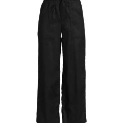 Weite 7/8-Leinenhose mit Dehnbund für Damen