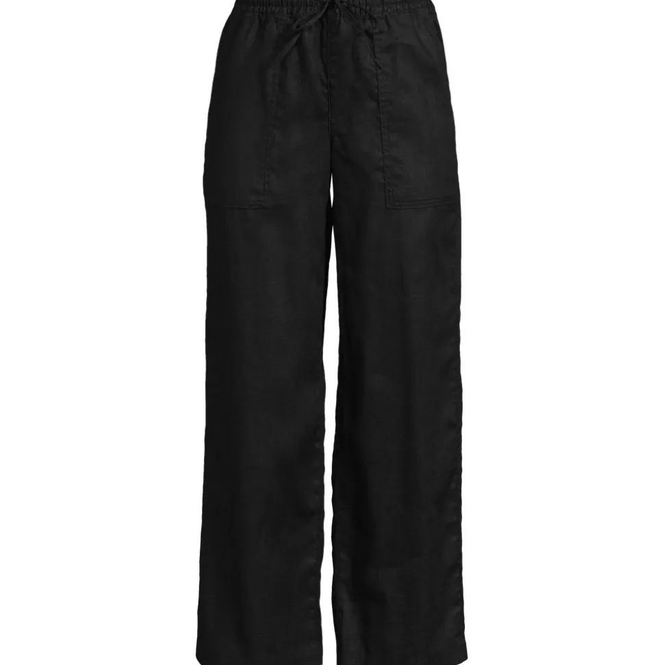 Weite 7/8-Leinenhose mit Dehnbund für Damen