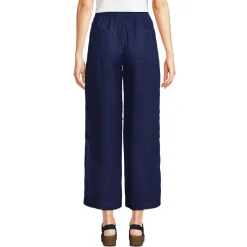 Weite 7/8-Leinenhose mit Dehnbund für Damen