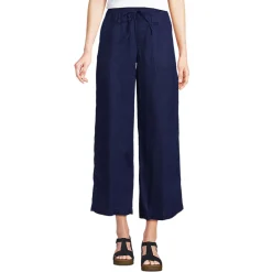 Weite 7/8-Leinenhose mit Dehnbund für Damen