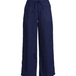 Weite 7/8-Leinenhose mit Dehnbund für Damen