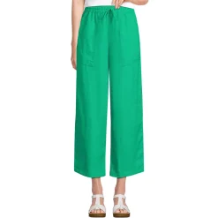 Weite 7/8-Leinenhose mit Dehnbund für Damen