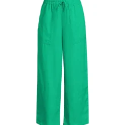 Weite 7/8-Leinenhose mit Dehnbund für Damen